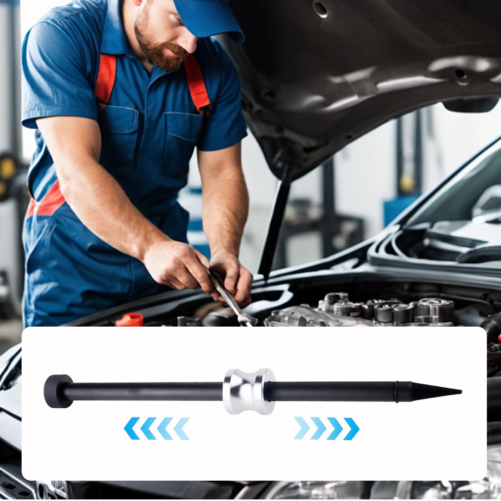 Extracteur de Joints D’Injecteur, avec Marteau Coulissant, pour Enlever Les Injecteurs, Joints D'étanchéité en Acier au Carbone, Universel pour Voiture - Noir