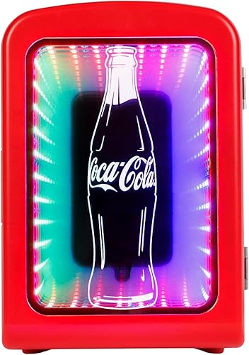 Miniatura 1 de Coca-Cola 4L  6-Can Mini Fridge with Multi-Color LED Light  Portable Thermoelectric 12V DC110V AC Quiet CoolerWarmer for Bedroom, Office, Car,