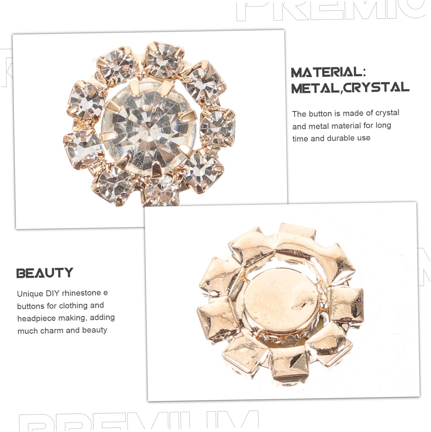 Lurrose 50pcs Rhinestone Flatback Buttons for Crafts Flower Crystal Embellishments for Jewelry Wedding Decor Hair Accessories and Lightweight Decoration