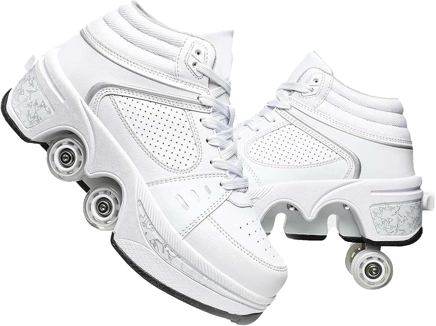 Roller Skate Shoes for Women, Double-Row Deform Wheel Automatic Walking Shoes Quad Roller Skates Retractable Roller Shoes Sneakers,Indoor Outdoor Skates Shoes