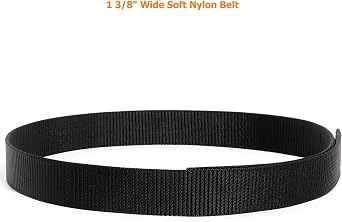 TACNEX No-Scratch Nylon Belt 1 3/8 No Metal Buckle Belt w/Hook & Loop Closure TSA Approved for Work Travel Mechanic Driver