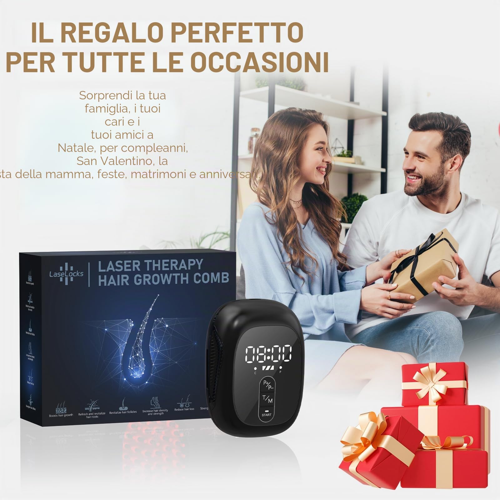 iKeener Pettine Laser per La Crescita Capelli,FDA Autorizzato Eliminato Pettine Trattamento Della Cescita dei Capelli per Uomini & Donne,Terapia Luce Rossa Stimola l'attivazione Del Follicolo Pilifero
