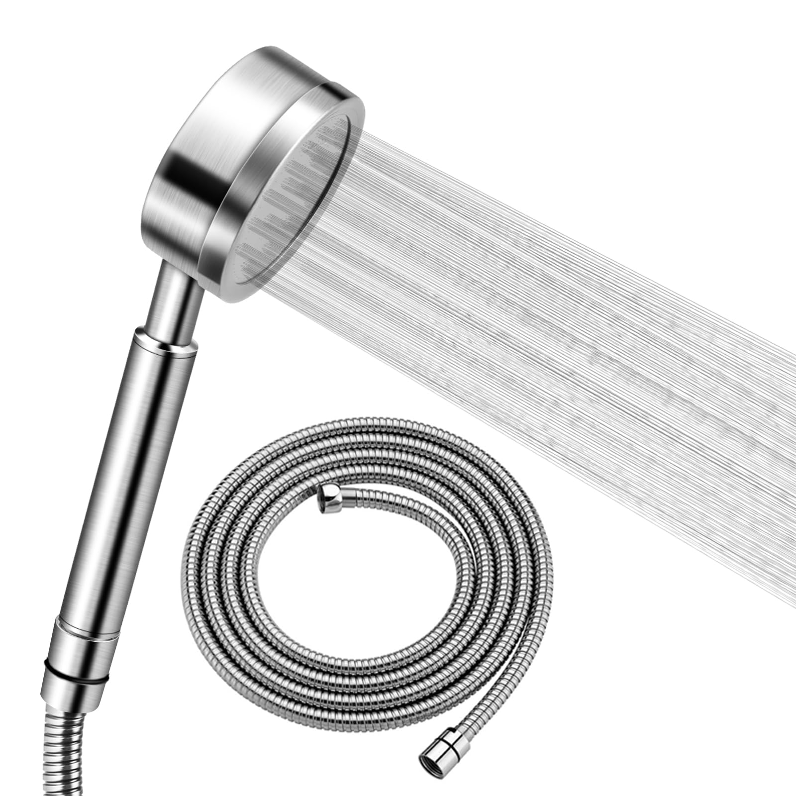 Pommeau De Douche Avec Tuyau 2m - 3 Modes, Économie D'Eau, Haute Pression, Design Étoilé - Blanc - 3
