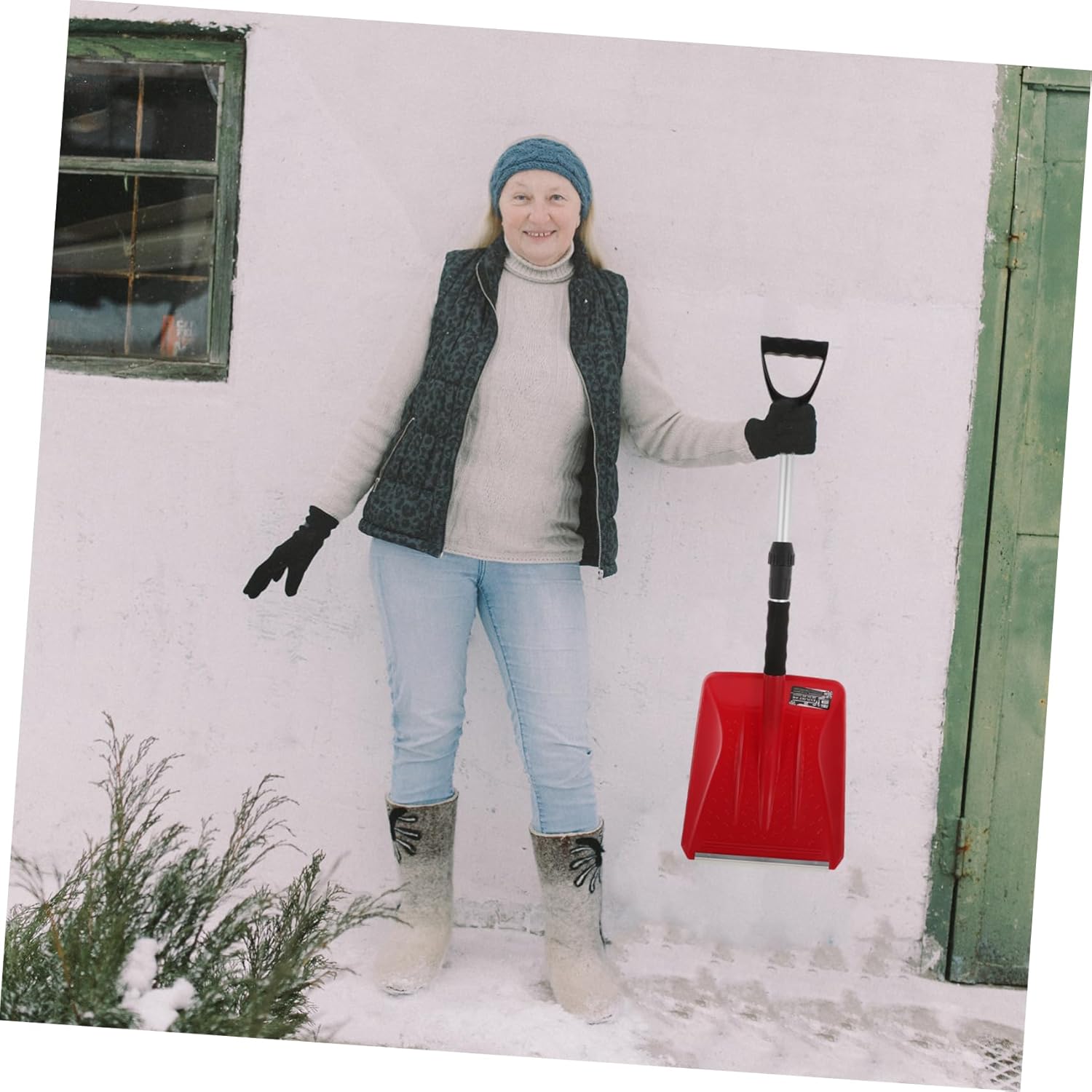 VANZACK Portable Retractable Snow Shovel for Vehicle Compact Plastic Snow Tool Aluminum Handle for Car Trunk Emergency Use