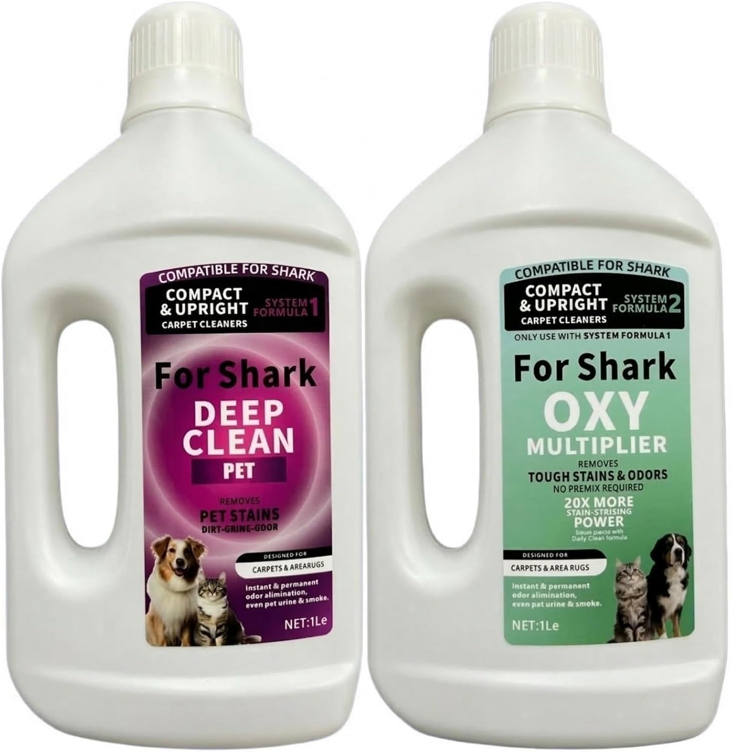 1L Stain & Odor Remover, Carpet Cleaner. Compatible With Shark All Upright And Compact Deep Carpet Cleaners(2 PCS)