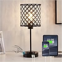 Vista 13 de Lámpara de mesa de cristal GyroVu para dormitorio, lámpara de mesita de control táctil con puertos USB-C+A, lámpara de noche regulable dorada