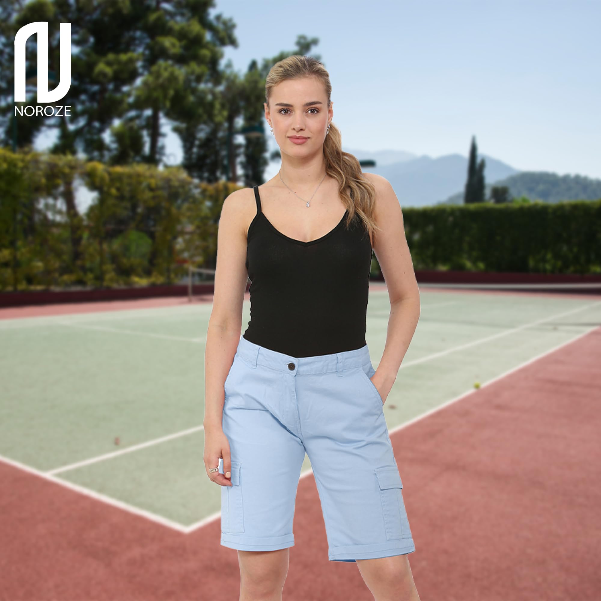 NOROZE Pantalones Cortos Chinos de Combate de algodón, M para Mujer