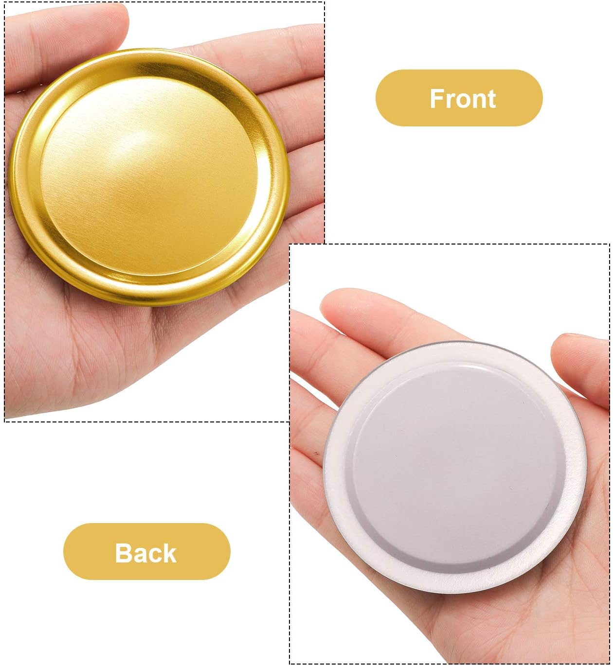 24 Pieces Regular Mouth Canning Jar Lids Leak Proof Storage Jar Caps Round Bottle Caps Compatible with Regular Size Mason Jars (Gold)