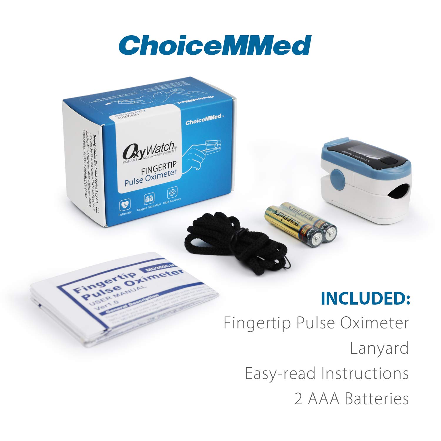 CHOICEMMED MD300C29 Finger Pulse Oximeter with Color OLED Screen Display & Batteries - Grey, Black - Image 7 thumbnail