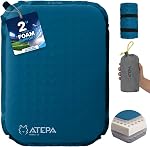 ATEPA Coussin de siège gonflable, mousse autogonflante légère Air Coussin pour Airplane Voyage Stade Escalade Randonnée Backpacking