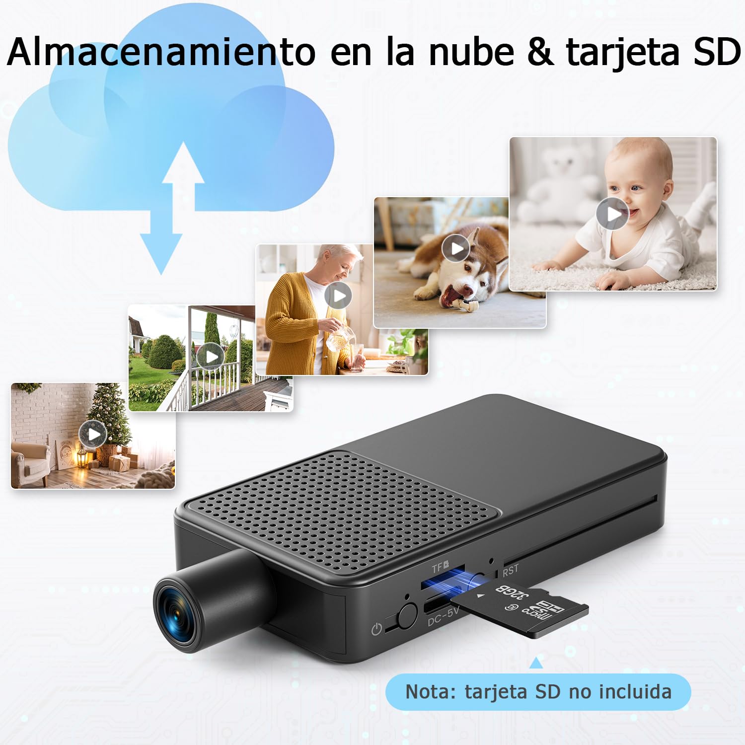 Digimore Mini Camara Espia | Camara Vigilancia WiFi Interior | Grabación de 10 Horas | Almacenamiento Gratuito en la Nube, Detección Movimiento & Visión Nocturna