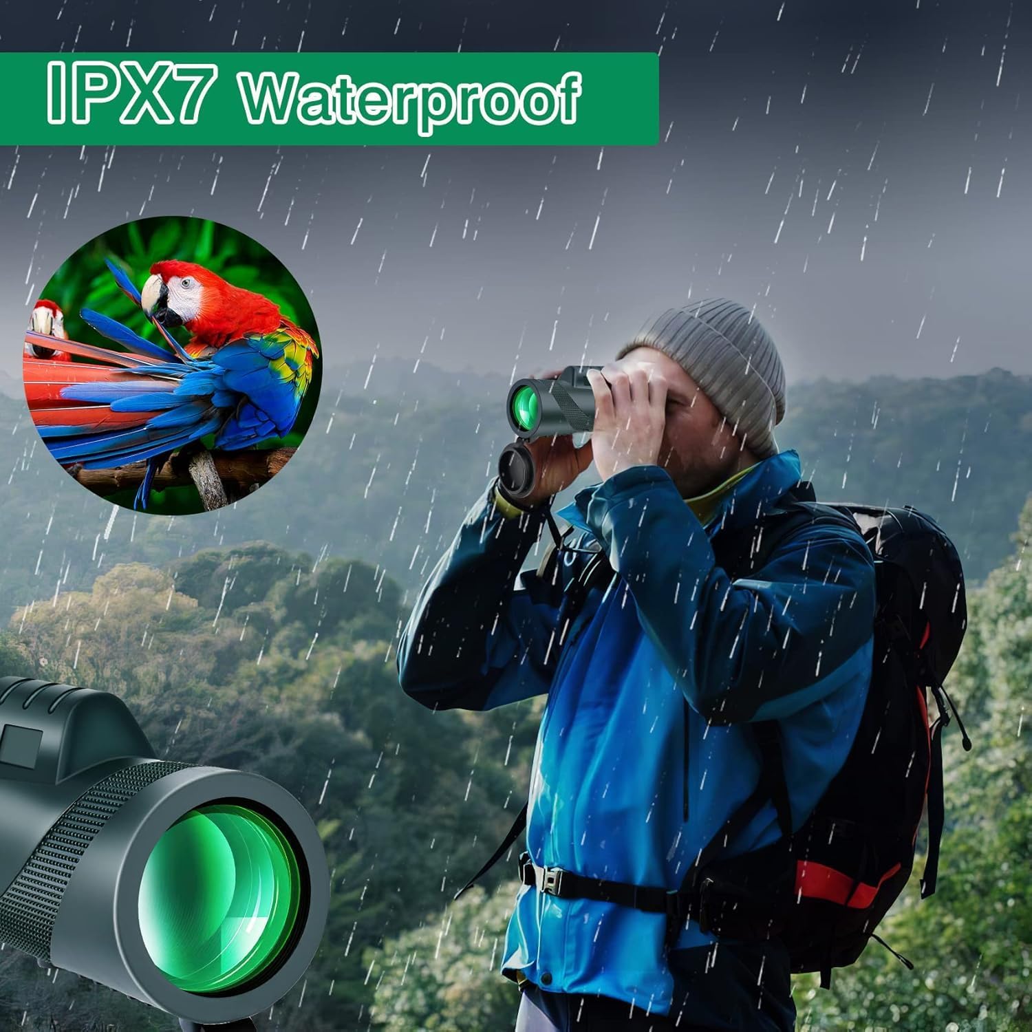 Monocular Telescope 50x60 with Smartphone Holder & Tripod, High Power HD Monocular for Adults with BAK4 Prism & FMC Lens, Low Light Night Vision Waterproof Scope for Bird Hiking Camping Travel Concert