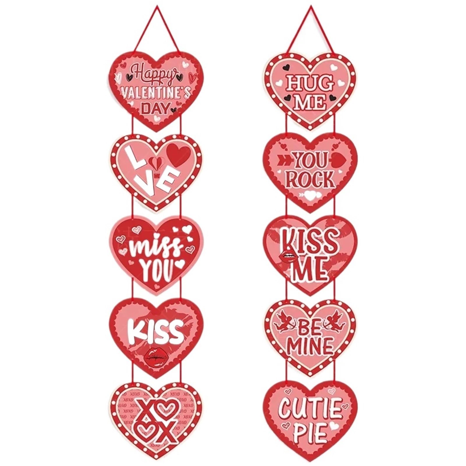 Decorazione Murale A Forma di Cuore 2 Pezzi Rosso Amore Porta Appeso Banner distico Mi manchi Bacio Buon San Valentino Decorazione Festa ghirlande d'Amore per San Valentino, Festa di Nozze