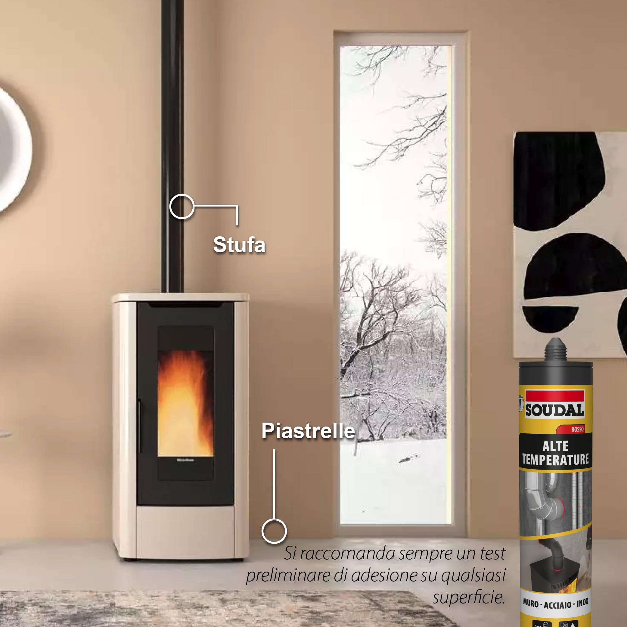 Soudal, Silicone Alte Temperature, 310ml, Rosso, Resistente a Oli e Carburanti, Per Sigillature a Caldo, Ideale per Componenti Metallici e Riscaldamenti