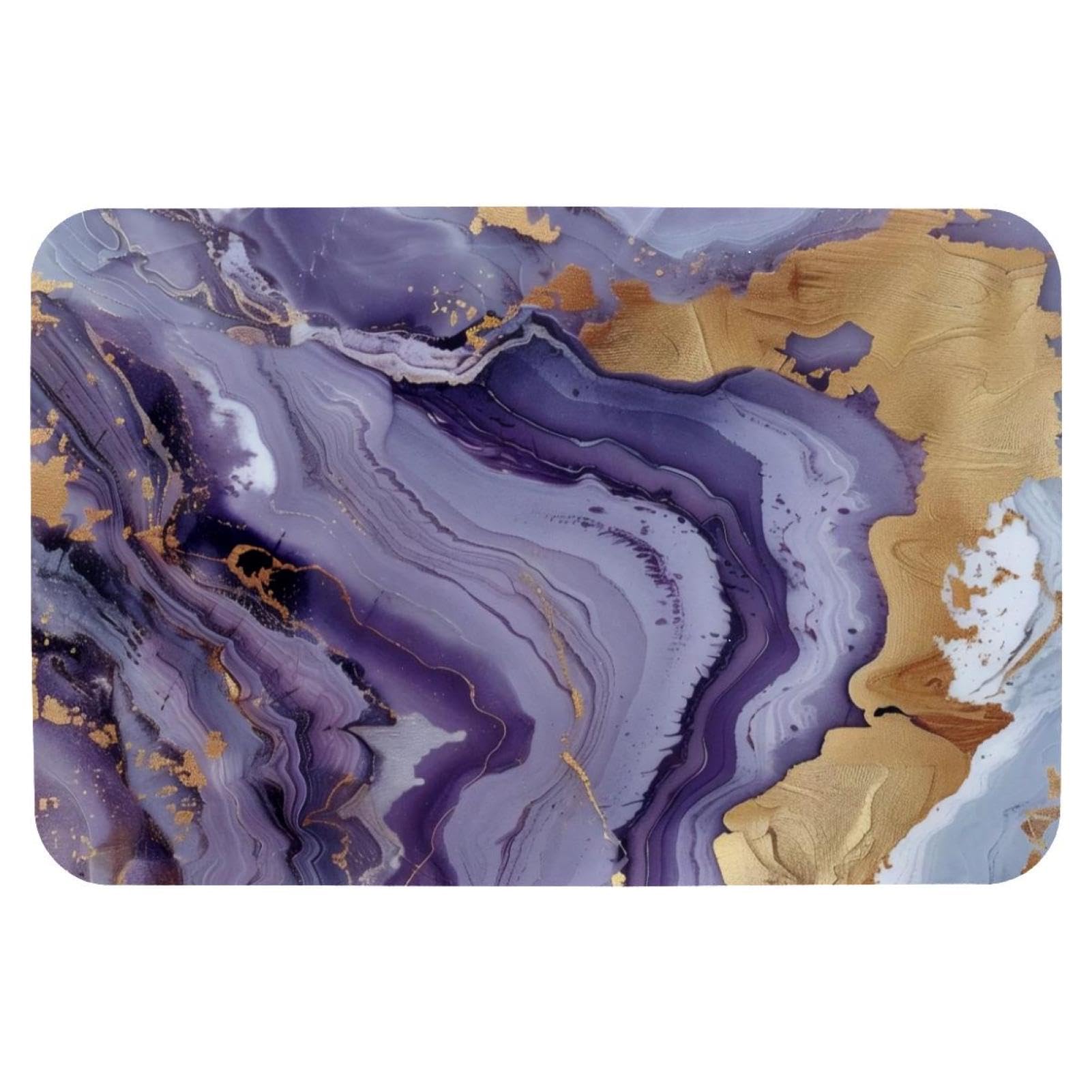 Tapis de bain violet et doré ultra absorbant et antidérapant pour douche