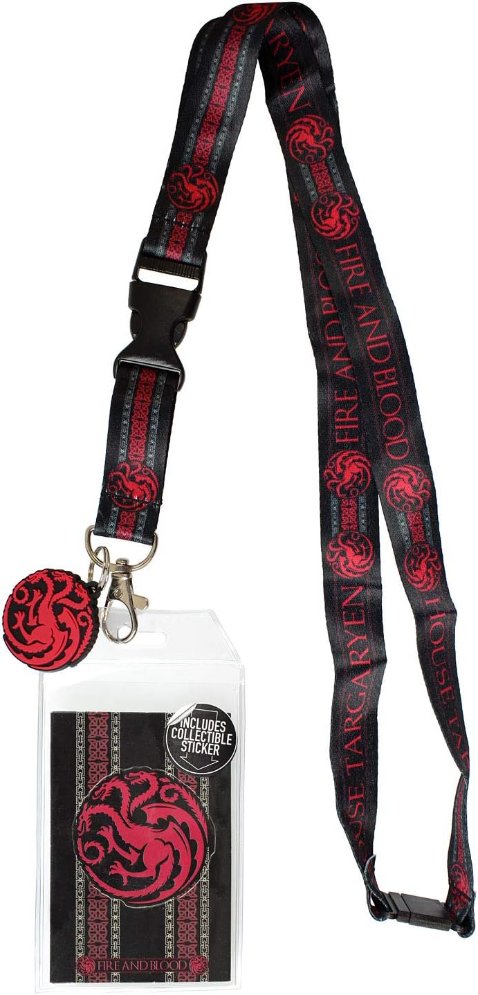 Game of Thrones House Targaryen Lanyard ID Holder & Charm Badge With