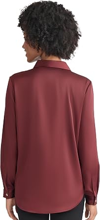 Jones New York Women's Long Sleeve Satin Button-Down Shirt