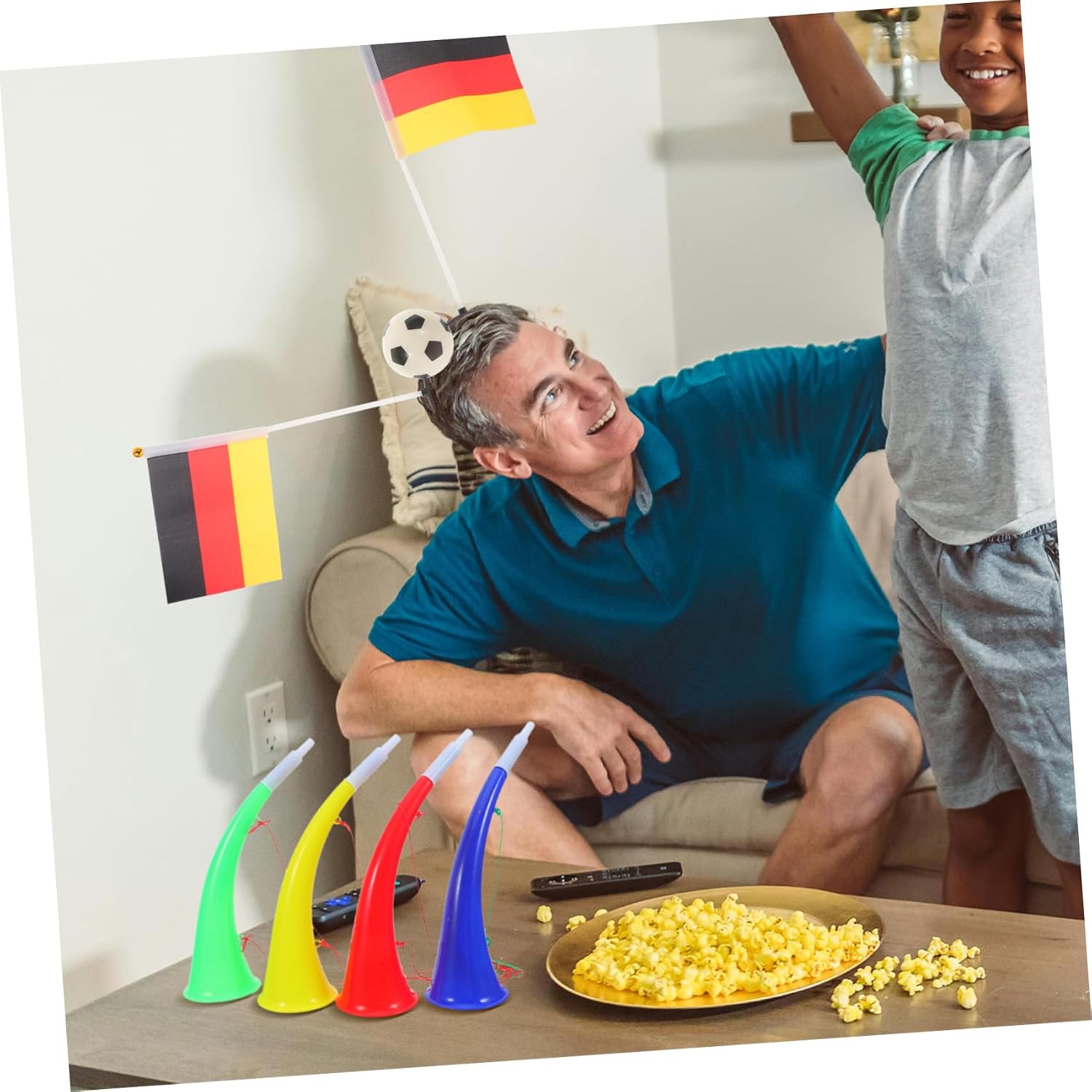 GARVALON 4pcs Stadium Cheering Horns Plastic Noise Makers with Lanyard