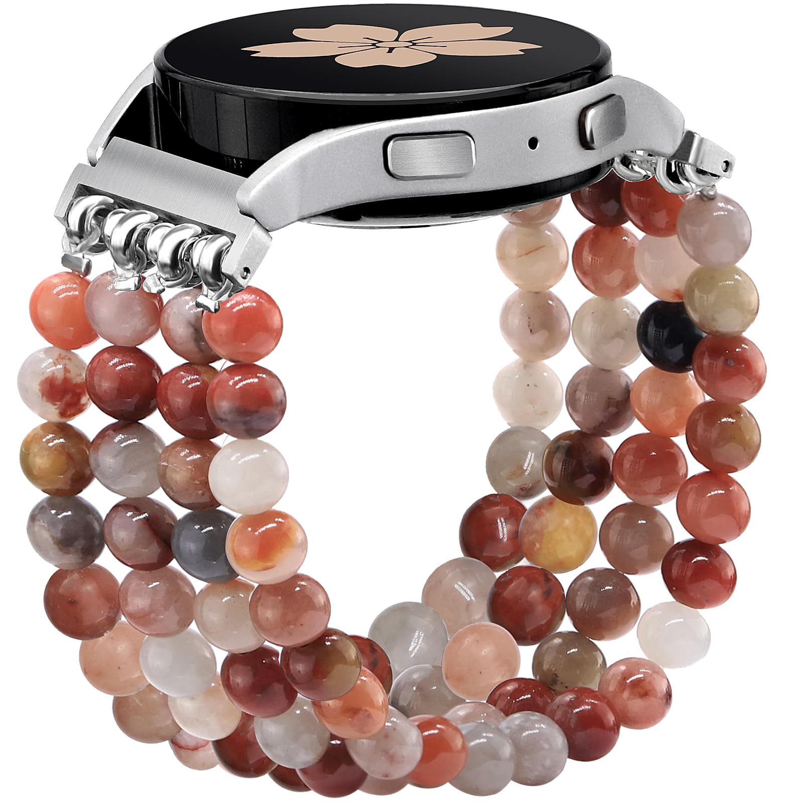 Newlibery Natural Stone Bracelet Beaded Band Women 20mm Compatible with Samsung Galaxy Watch 7/6/5/4/Active 2/4 Classic/6 Classic/5 Pro/FE 40mm 42mm
