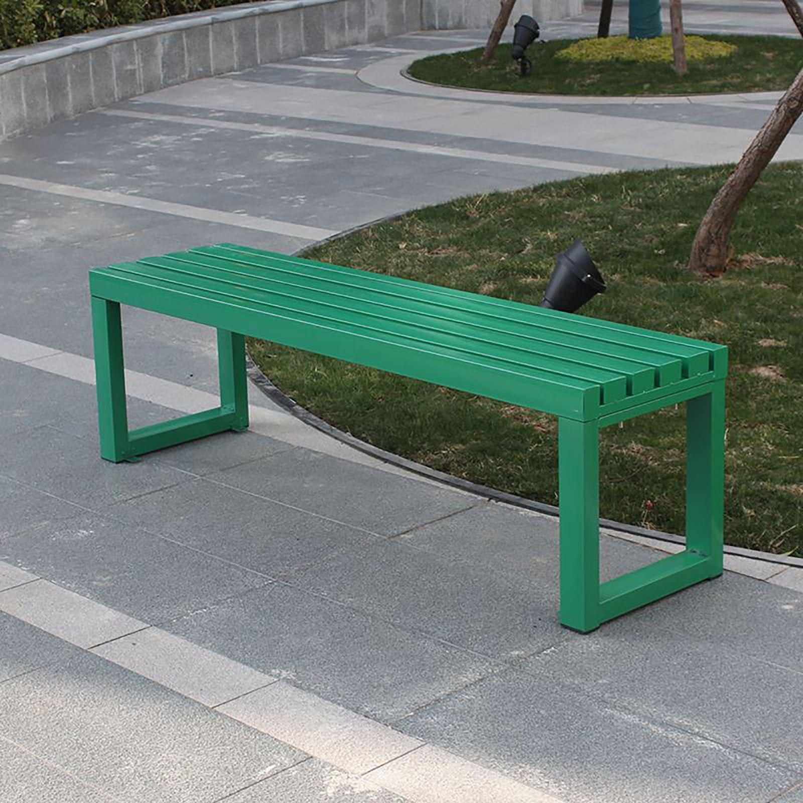 Banc de jardin en métal haut de gamme avec finition vert élégant de 100 cm