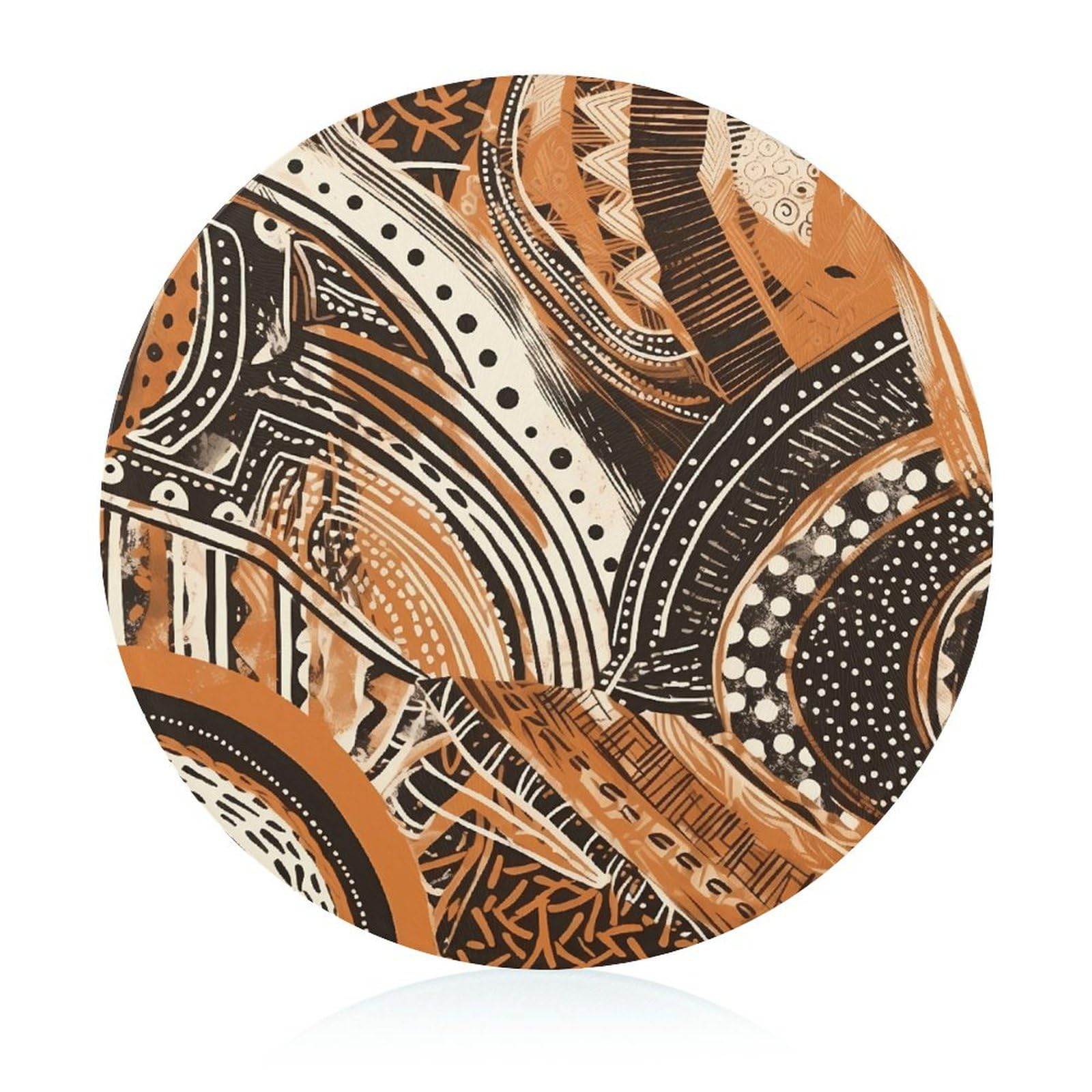 Planche à découper en verre ronde imprimé tribal pour fruits et légumes