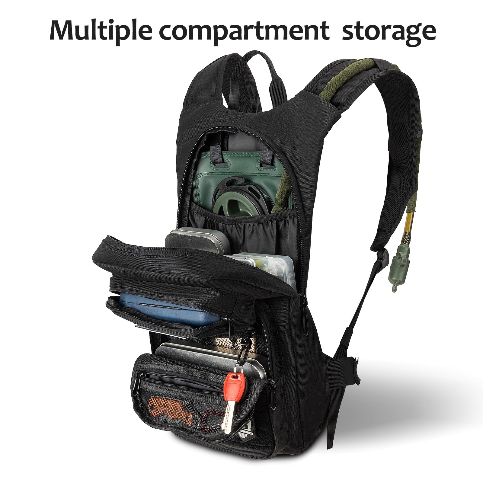 Jueachy Sac à Dos d'Hydratation Tactique avec 3L TPU Poche d'Hydratation: Militaire Sac de Course Homme Femme Molle Sac de Sport pour Vélo VTT Trail Randonnée Cyclisme Marathon