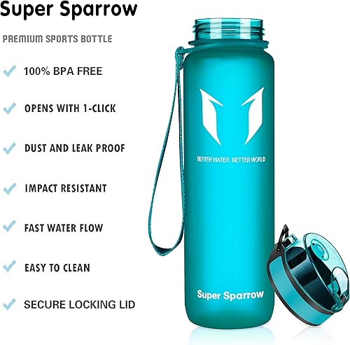 Miniatura 2 de Super Sparrow Water Bottle - 12 oz17 oz25 oz32 oz - BPA Free Tritan Water Bottles - One Touch Opening - Leak-proof Plastic Bottle - Kids Water