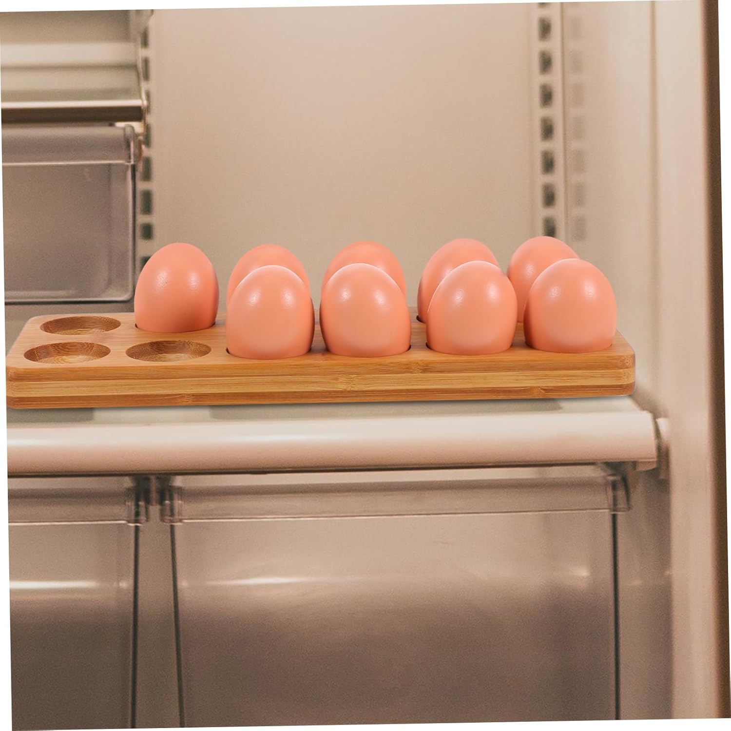 PRETYZOOM 12 Wooden Egg Holder Elegant Capacity Egg Storage Container for Kitchen Countertop Decor and Refrigerator Display Space Saving Design with Fine Craftsmanship and Smooth Finish