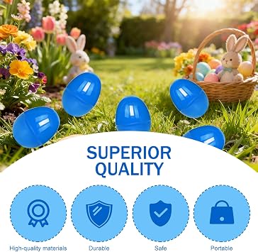 120 Pieces Empty Easter Eggs 2.36 Plastic Easter Eggs Bulk for Easter Basket Stuffers Fillers, Easter Hunt, DIY Spring and Easter Decorations Classroom Prizes, Party Favors(Blue)