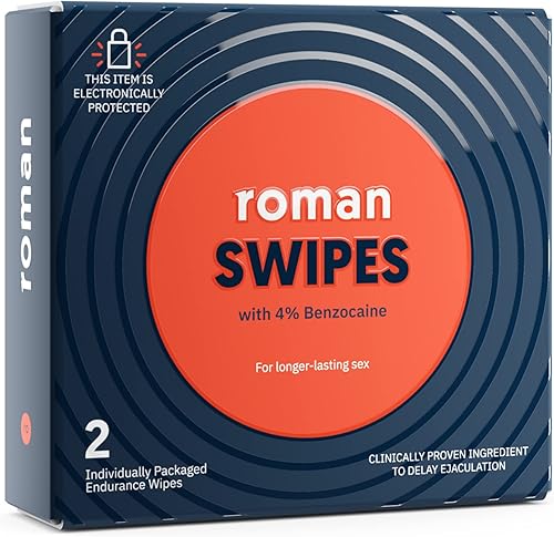 Roman Swipes Toallitas de acción rápida, prácticas y de venta libre aumentan la resistencia, formuladas con 4% de benzocaína, cuenta con un