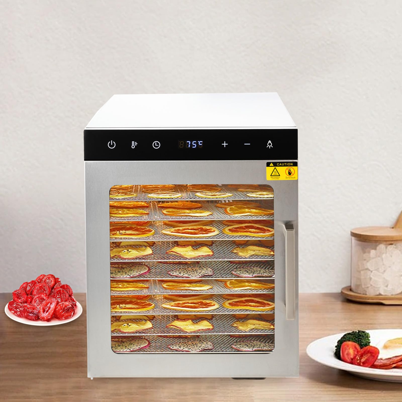 Deshidratador de Alimentos,Desidratadoras de Alimentos,Deshidratador de acero inoxidable, 800 W, secador de congelación, 34,5 x 35 x 43 cm, deshidratador de verduras, secador de frutas