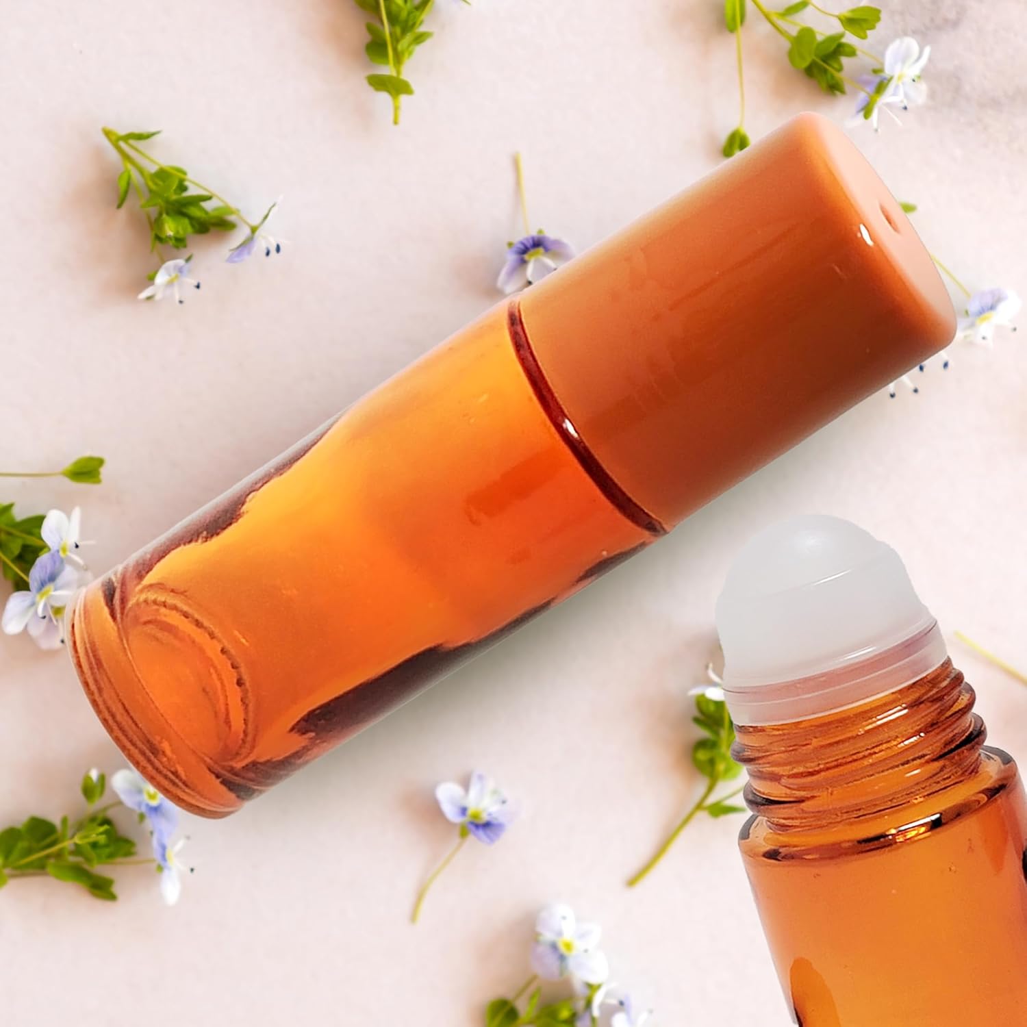 Roll-On Glass Bottles – 12 Bottles (Pack of 1) Refillable Clear Bottles with Roller Balls bottle, Leakproof Caps – 30ml Essential Oil, Perfume & Massage Oil Containers