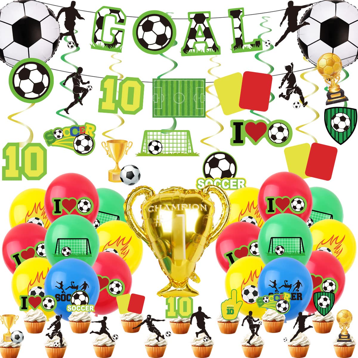 DecoLoral Decor Me Football Soccer Birthday Party ation Set / Soccer Football Theme, Soccer Football Foil Balloon, Birthday Party Supplies