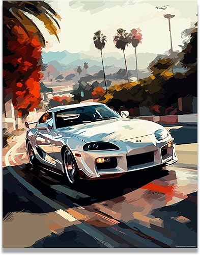 Miniatura 1 de Inspirational Wall Art Co. - Confident | Póster Toyota Supra 1994 - Póster de automóvil para habitación de niños - Decoración de pared del automóvil
