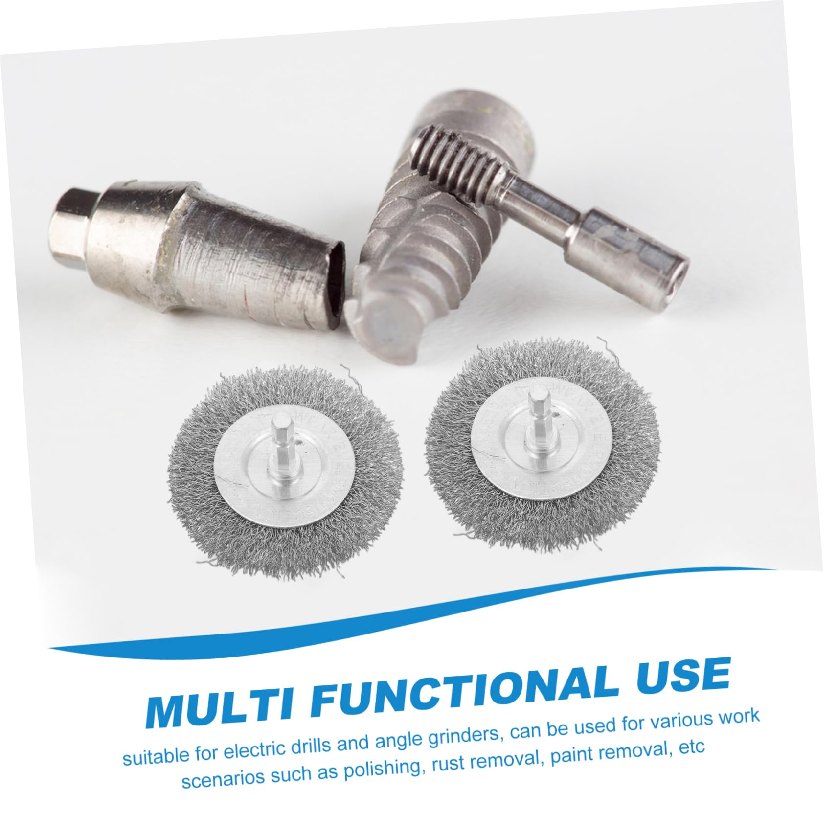 HEALEEP 6 Pack Wire Brush Head 75mm Handle Wire Brush Wheel for Drill Polishing Power Drill Accessory