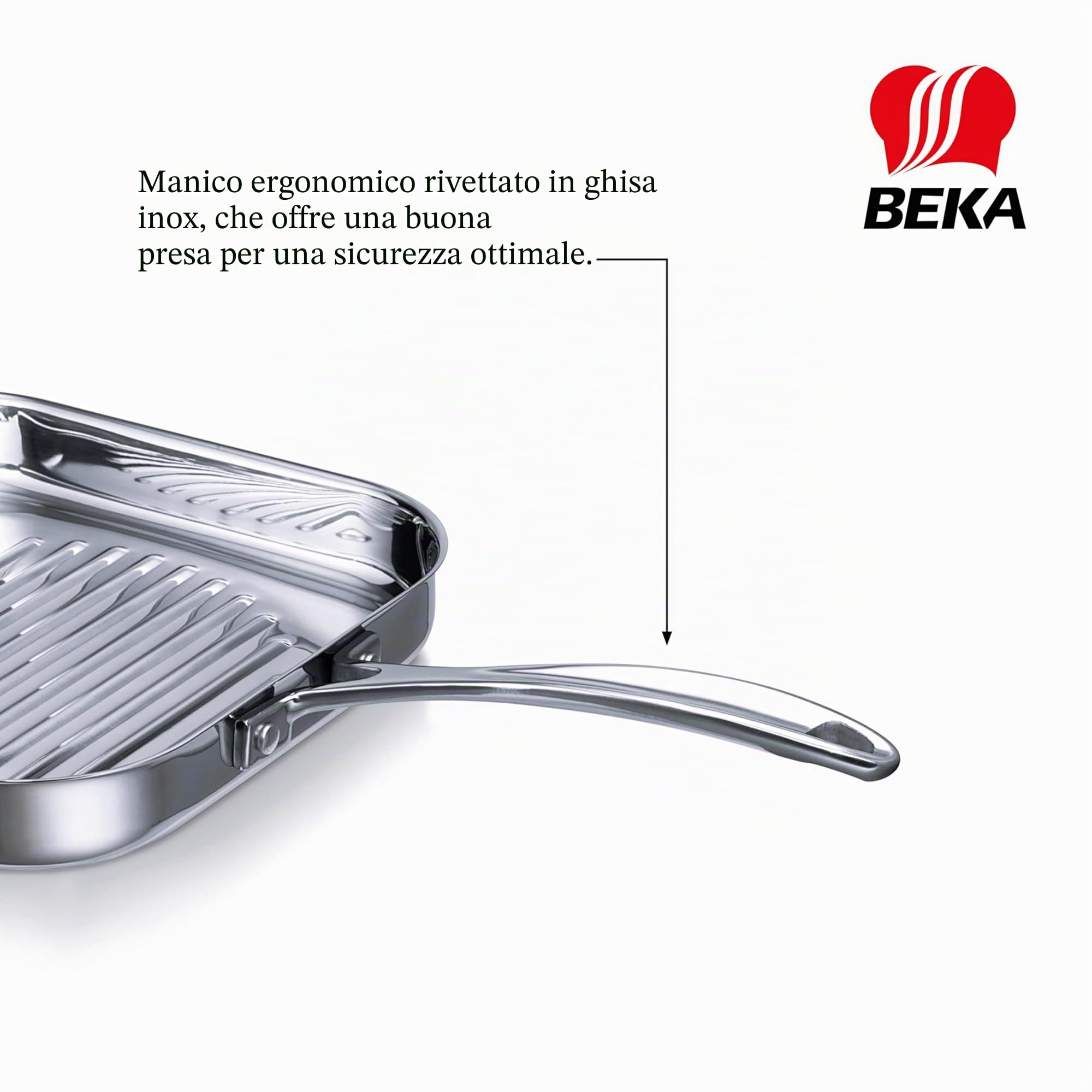 Bekaline 12068294 - Bistecchiera in Acciaio Inossidabile di Alta qualità, Adatta a fornelli a fuochi e a induzione, Dimensioni: 26,5 x 26,5 cm