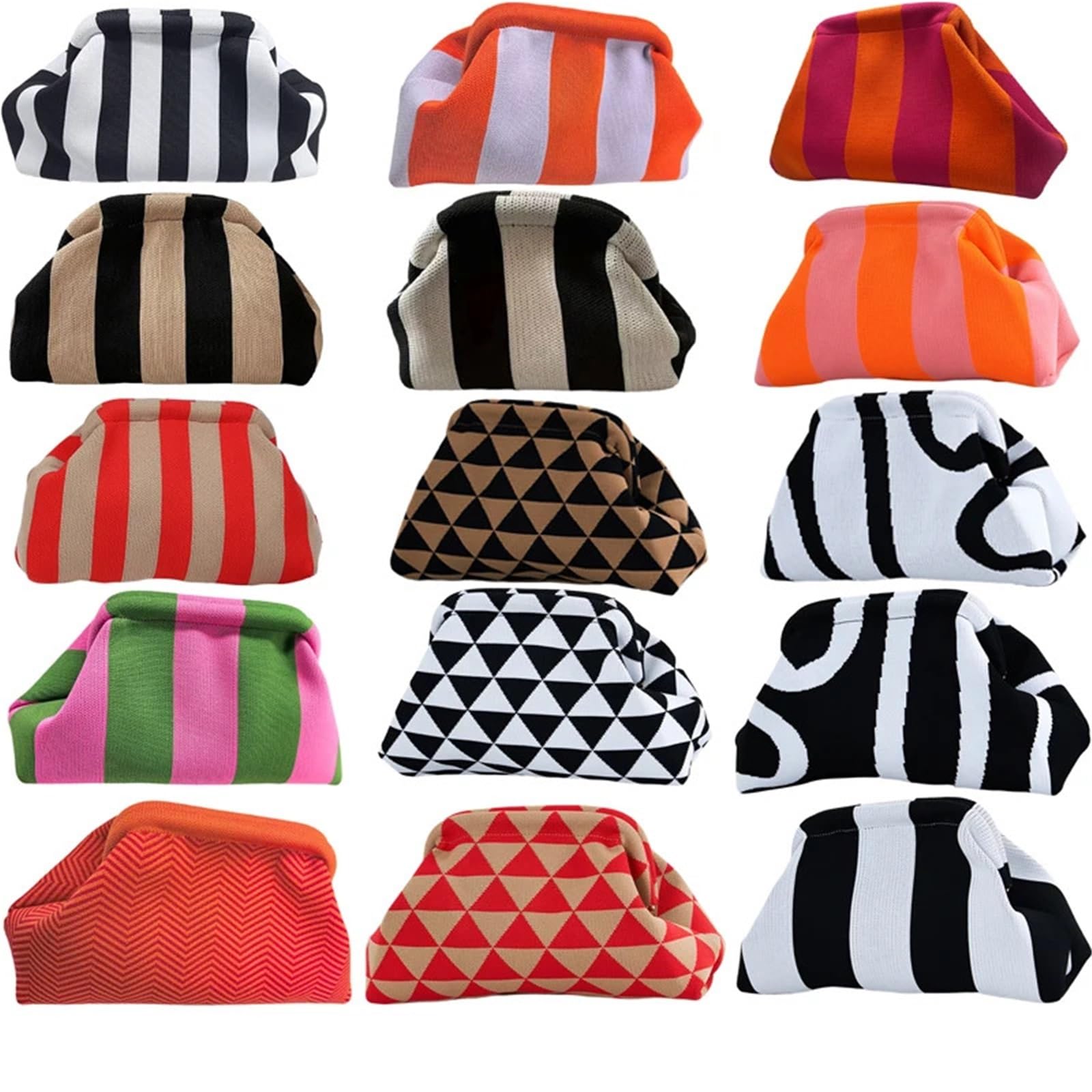 Damen-Clutch, gewebt, for Häkeln, Stricken, Knödel, große Kapazität, lässige Colorblock-Tasche