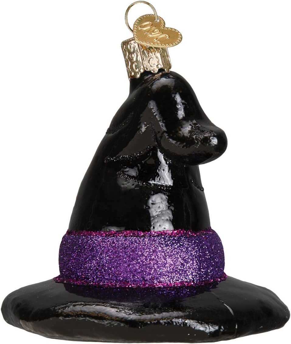 Old World Christmas Witch's Hat Glass Blown Ornament for Christmas Tree, Handcrafted Holiday Decoration, Halloween Collection
