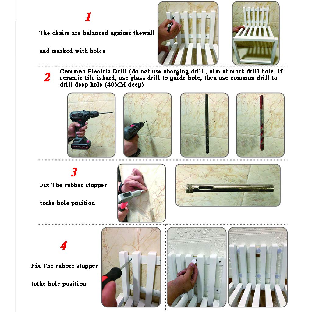 Sedia Pieghevole Sgabello per Cambio Scarpe a Parete da Balcone in Legno Massello Portante 150 Kg Facile Installazione Salvaspazio Multifunzionale (Bianco - H35cm)