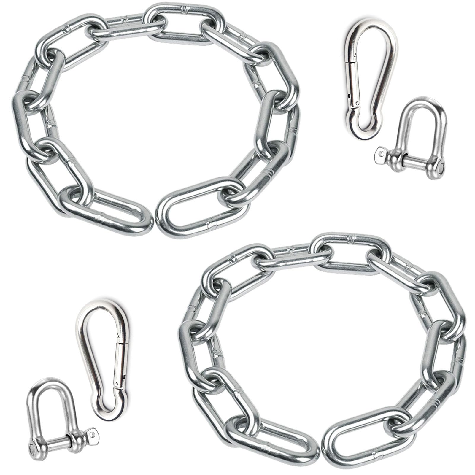 VQOIHP Stainless Steel Coil Chain,5MMx11.8 Inch Stainless Steel Chain,Heavy Duty Stainless Steel Chain 550LB for Punching Bags,Metal Decorative Chain