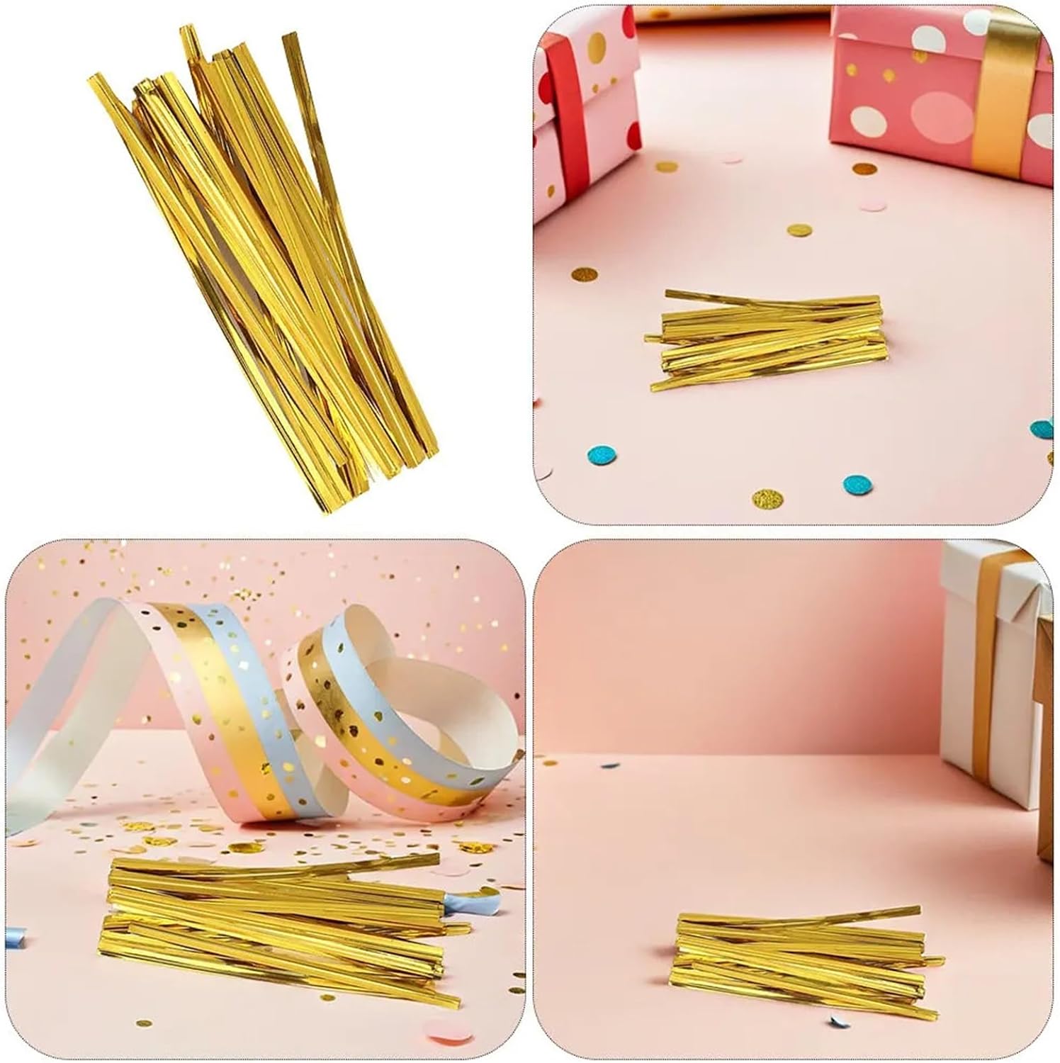 Twist Ties for Bags 3000 Pcs Gold Twist Ties Wire For Gift Candy Bread Bags Secure Closure Party Wrapping Treat Bag Accessories image 3