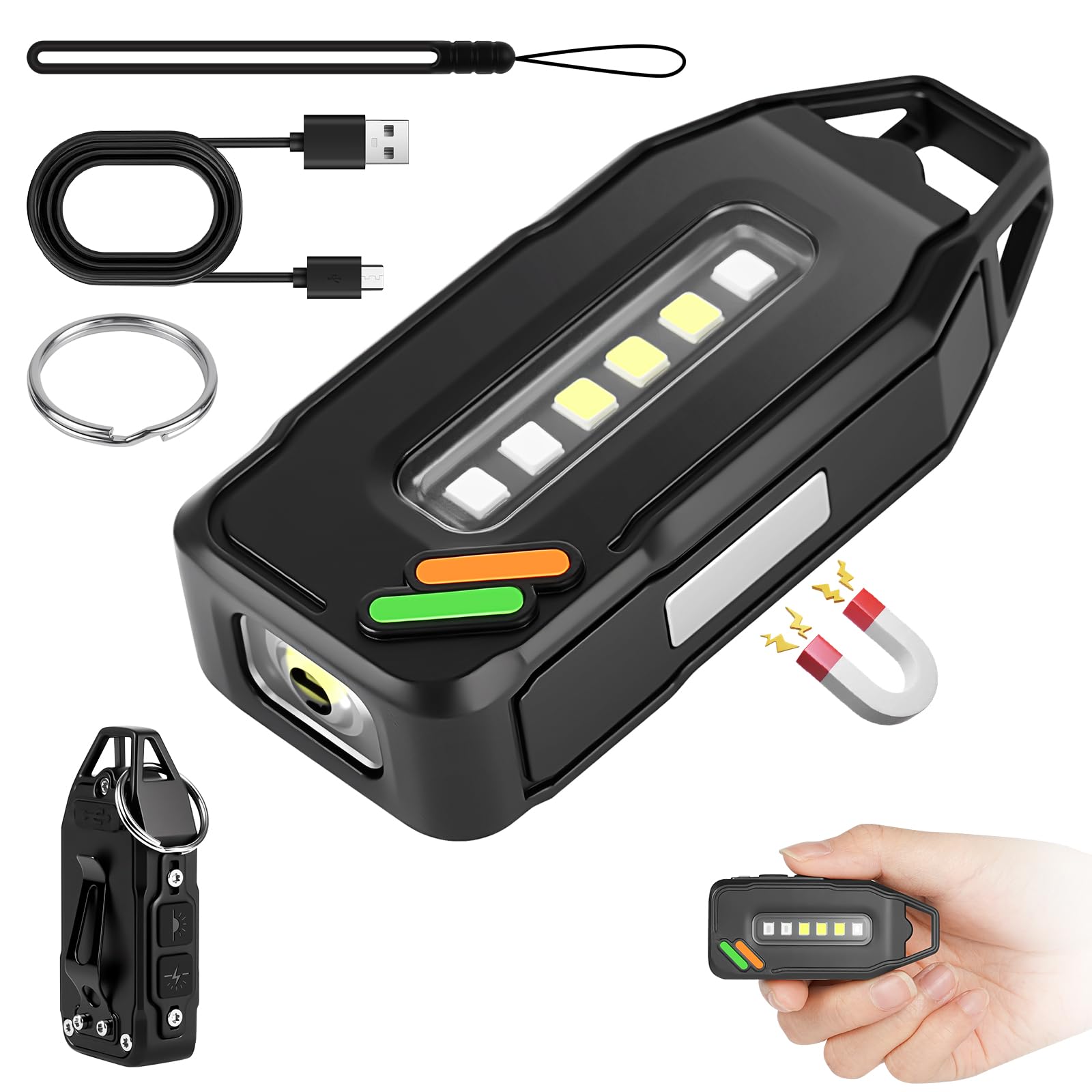 flintronic Small Torch, USB C Rechargeable Mini EDC Torch, COB Work Light