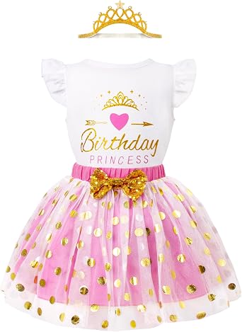 LYSMuch Girls Birthday Outfit Birthday Girls Shirt Princess Tulle Skirt