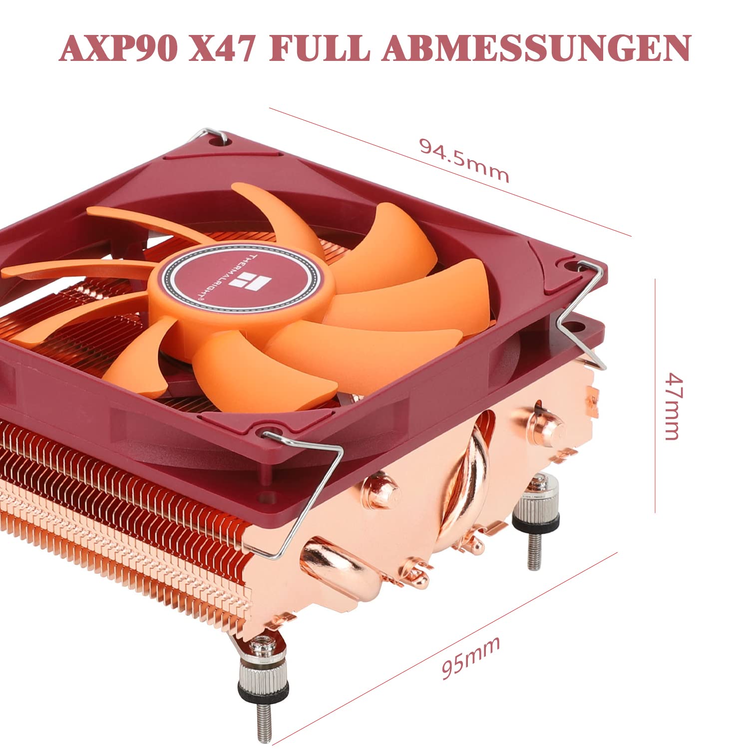 Thermalright AXP90-X47 Full Low Profile Refroidisseur d’air CPU, hauteur 47mm, ventilateur PWM TL-9015R Slin, technologie AGHP, Pour AMD AM4 / Intel 1150/1151/1155/1156/1200 (version en cuivre pur)