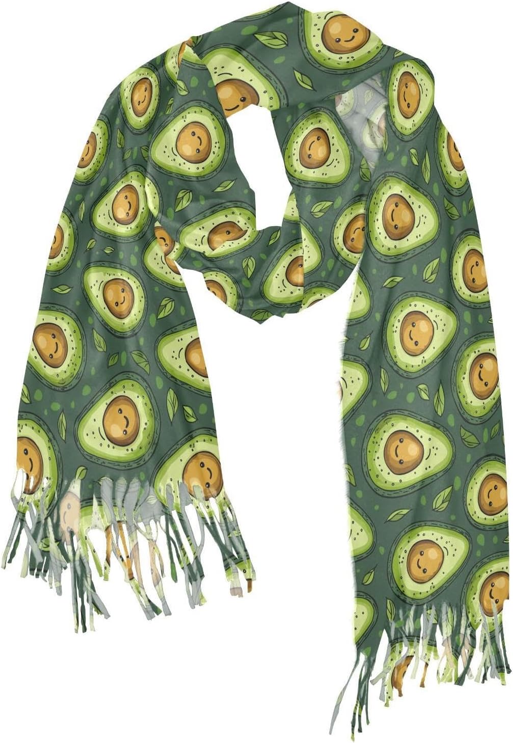 Winter Scarf for Women Green Avocado Cute Fashion Tassel Shawl Wraps for Women, Cold Weather Warm Womens Scarves Soft Long Scarf Gifts