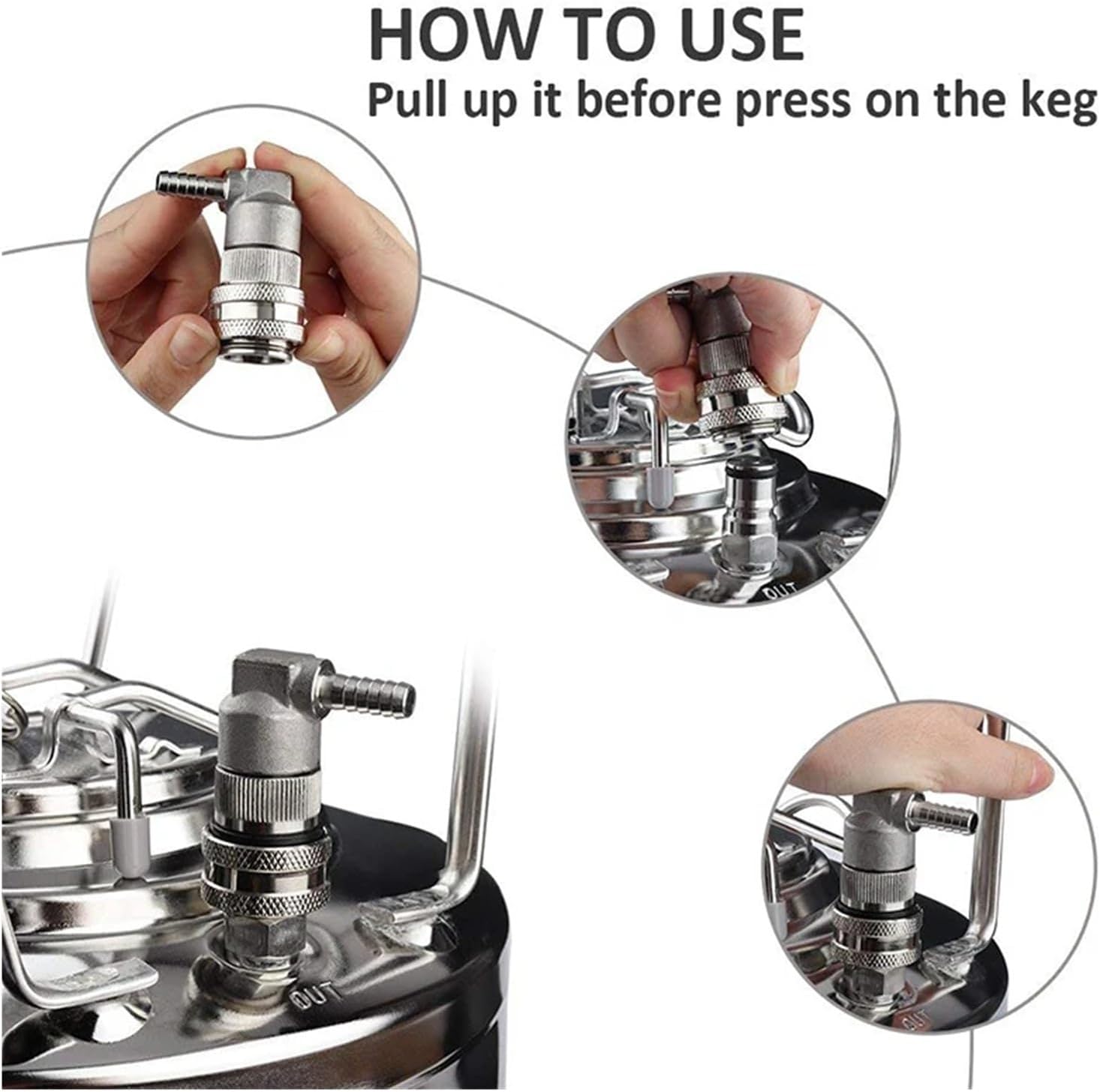 Home Brewing Stainless Ball Lock Disconnect,Gas/Liquid Keg Fittings for Beer Corny Keg,Homebrew Connector Brewing Accessories(Gas Barb)