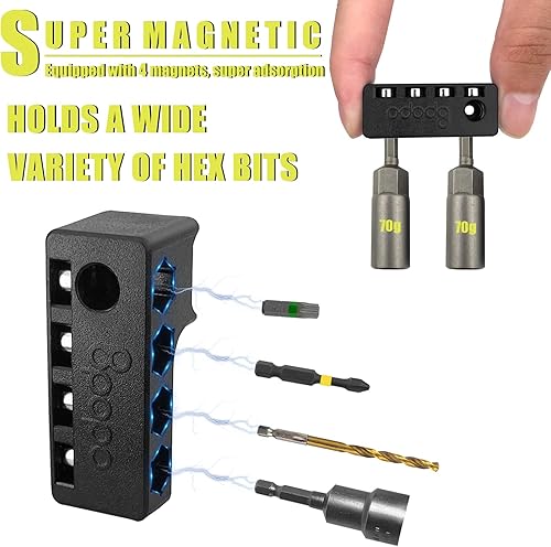 Miniatura 10 de Soportes magnéticos para brocas hexagonales de 14 pulgadas para taladro Ryobi de 18 V, almacenamiento de brocas hexagonales en el lado del taladro