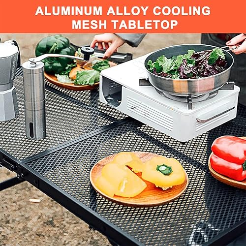 Miniatura 2 de Mesa de campamento, mesa plegable con escritorio de malla, mesa plegable de altura ajustable para picnic, campamento, barbacoa (23.6 pulgadas de