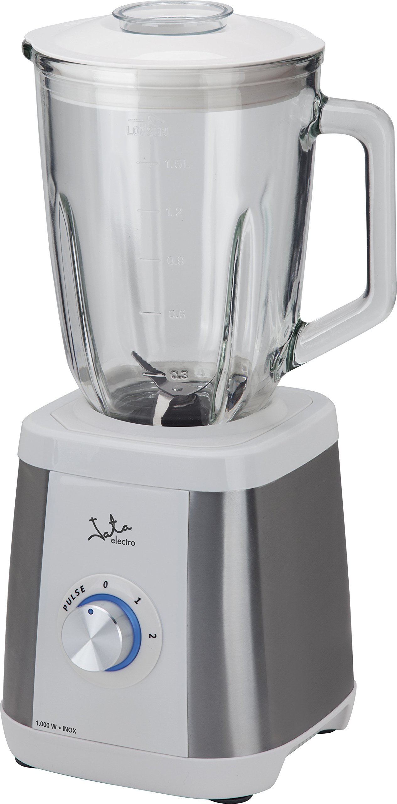 Jata BT797 Batidora de Vaso 1300 W, Capacidad 1,5 L, Cuchilla Dentada de Acero Inox, Cuerpo de Acero Inoxidable, 2 Velocidades + Pulse, Pica hielo