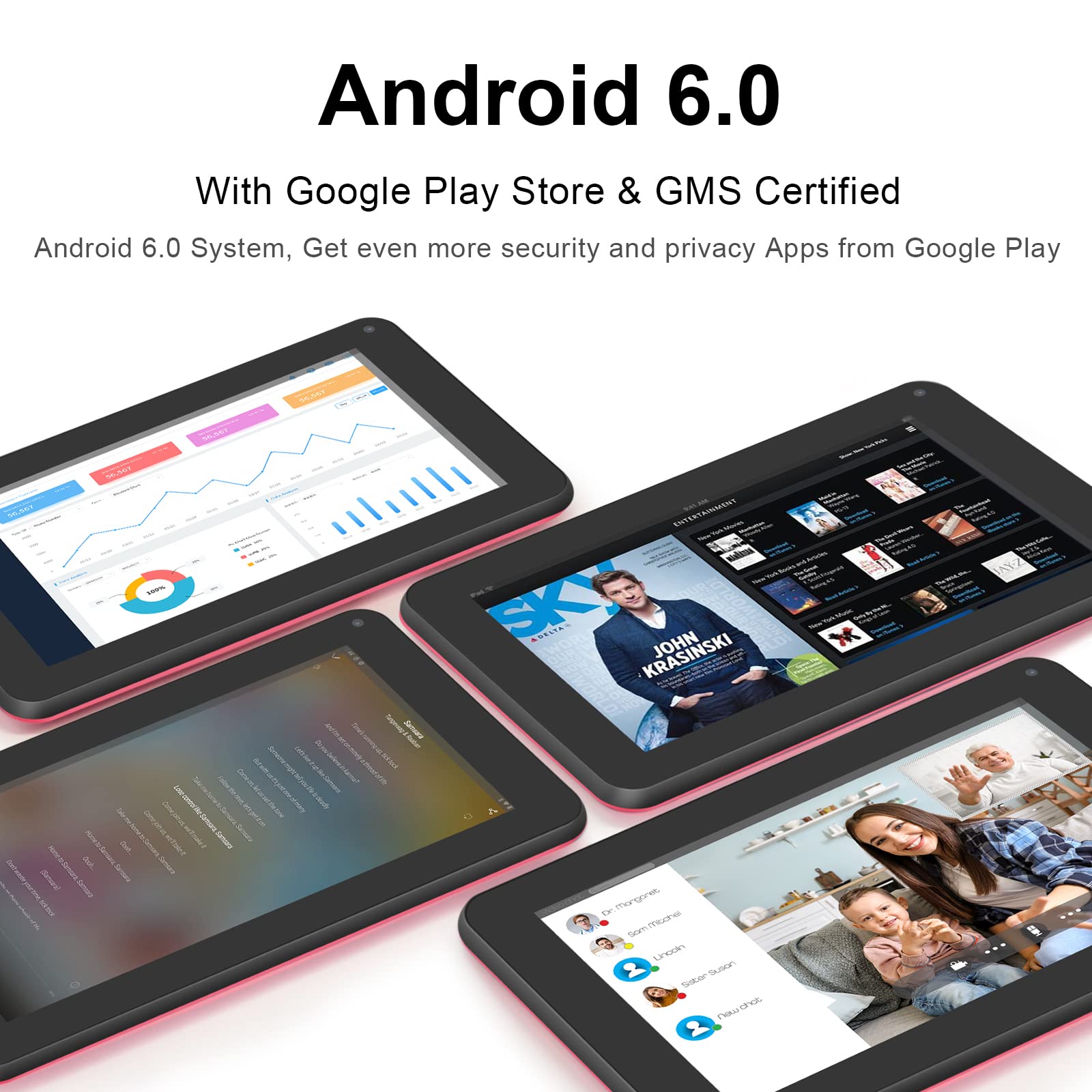 Haehne 7 Pouces Tablette Tactile Avec Adapter, Android 5.0 Quad Core